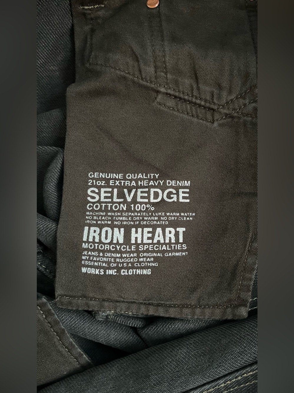 Iron Heart IH634S-B 21oz Indigo Overdyed Selvedge Straight Denim Jeans 40x36 NWT - Picture 7 of 8